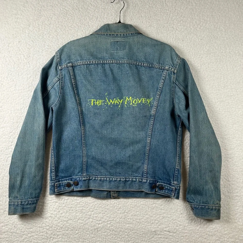 Vintage The Way Moves Band Levis Denim Trucker Jacket Men 42 L Grunge Rugged
